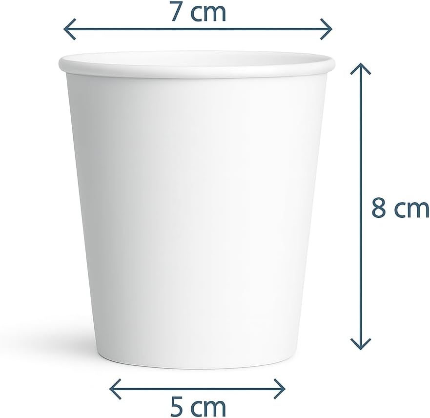 Vasos de papel Caramont de 7 oz con agitadores de madera, ecológicos y desechables, resistentes al calor, para bebidas frías y calientes en cartón de calidad, ideales para café, té, cumpleaños, etc. -400 