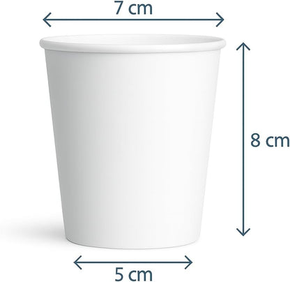 Vasos de papel Caramont de 7 oz con agitadores de madera, ecológicos y desechables, resistentes al calor, para bebidas frías y calientes en cartón de calidad, ideales para café, té, cumpleaños, etc. -400 