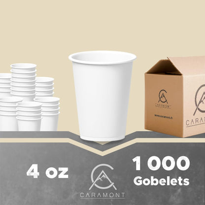 Caramont, 4 oz Espresso-Pappbecher mit Holzrührstäbchen, umweltfreundlich und zum Einmalgebrauch, hitzebeständig, hochwertiger Karton, ideal für alle Heißgetränke; Kaffee, Tee, Schokolade usw. -400 