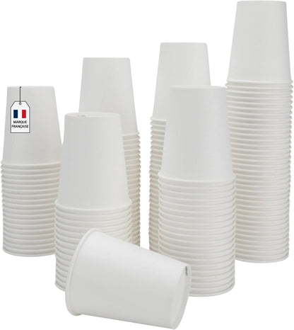 Vasos de papel Caramont de 7 oz con agitadores de madera, ecológicos y desechables, resistentes al calor, para bebidas frías y calientes en cartón de calidad, ideales para café, té, cumpleaños, etc. -400 