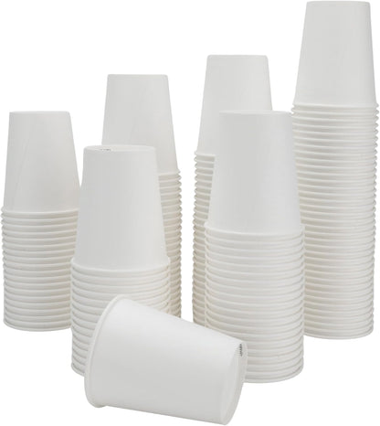 Vasos de papel de 7 oz con agitadores de madera, ecológicos y desechables, resistentes al calor, para bebidas frías y calientes, hechos de cartón de calidad, ideales para café, té, cumpleaños, etc. -200