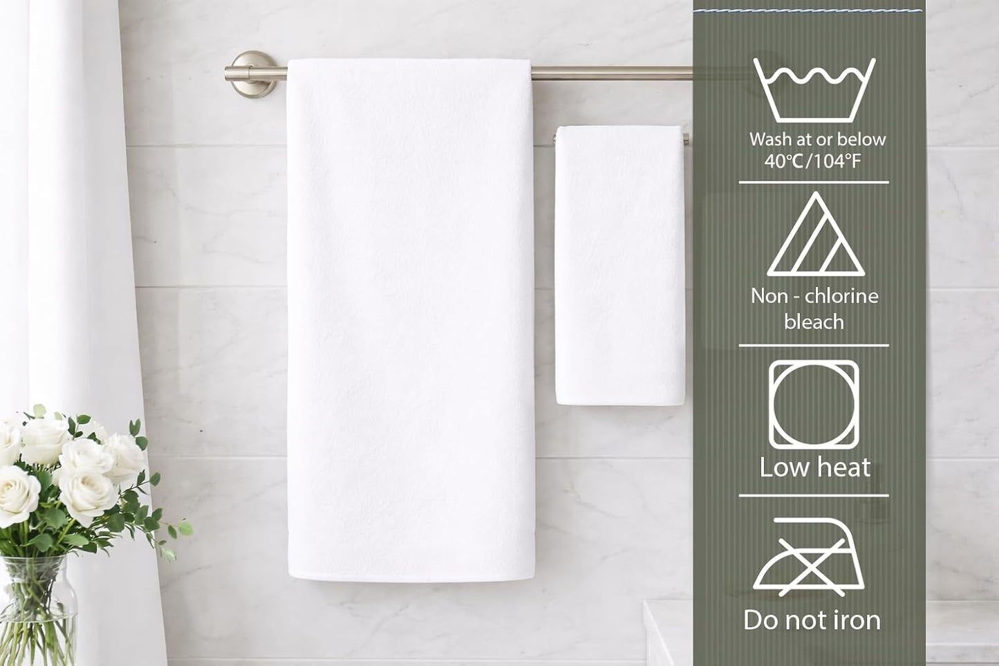 Caramont Lot de 6 Serviettes de Bain 50x90 cm – 100% Coton, Ultra Douces, Très Absorbantes, Séchage Rapide, Qualité Hôtelière – Blanc – pour Salle de Bain, Douche, Gym, Hôtel et Spa