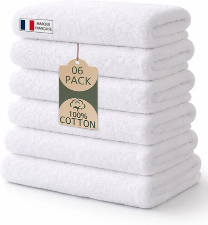 Caramont Lot de 6 Tapis de Bain 50x70 cm – 100% Coton, Doux et Absorbants, Séchage Rapide, Qualité Hôtelière – Blanc – pour Salle de Bain, Maison, Hôtel et Spa