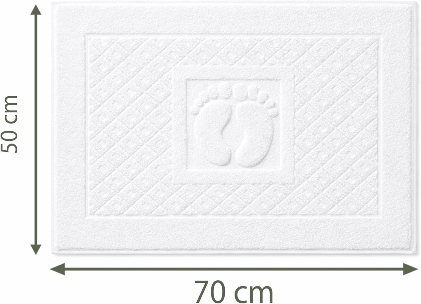 Caramont Lot de 6 Tapis de Bain 50x70 cm – 100% Coton, Doux et Absorbants, Séchage Rapide, Qualité Hôtelière – Blanc – pour Salle de Bain, Maison, Hôtel et Spa