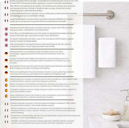 Caramont Lot de 6 Serviettes de Bain 50x90 cm – 100% Coton, Ultra Douces, Très Absorbantes, Séchage Rapide, Qualité Hôtelière – Blanc – pour Salle de Bain, Douche, Gym, Hôtel et Spa