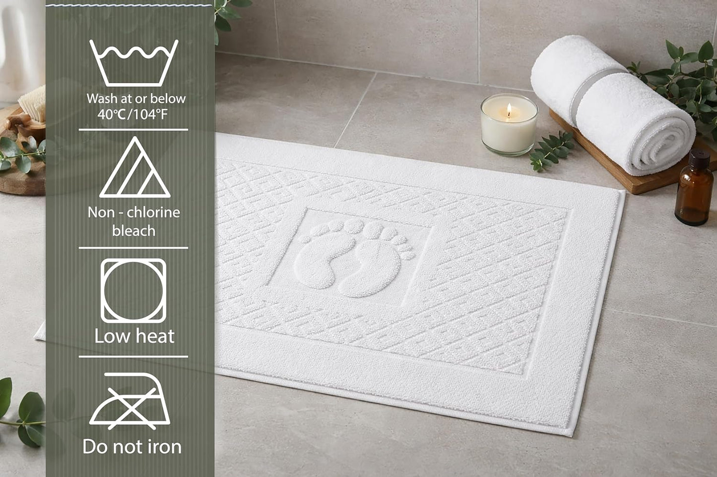 Caramont Lot de 6 Tapis de Bain 50x70 cm – 100% Coton, Doux et Absorbants, Séchage Rapide, Qualité Hôtelière – Blanc – pour Salle de Bain, Maison, Hôtel et Spa