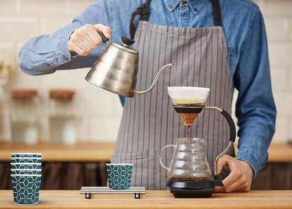 Vasos de papel Caramont de 7 oz con agitadores de madera, ecológicos y desechables, resistentes al calor, para bebidas frías y calientes en cartón de calidad, ideales para café, té, cumpleaños, etc. - 200 