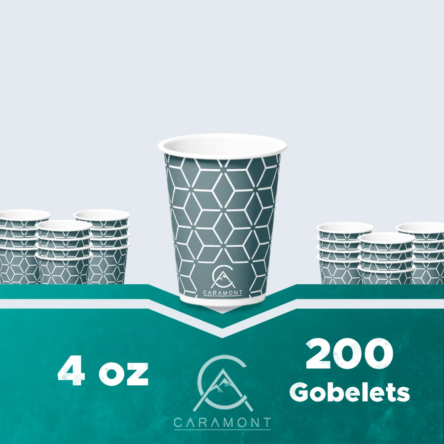 Caramont,4 Oz Espresso Gobelets en Carton avec Agitateurs en Bois,Écologique et Jetables,Résistant à la Chaleur,Carton de Qualité,Idéal pour Toutes Les Boissons Chaudes ; Café,Thé,Chocolat etc. -200