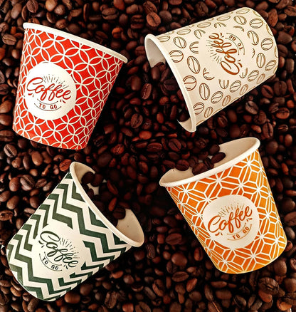 7 oz, mehrfarbige Espresso-Pappbecher mit Holzrührstäbchen, umweltfreundlich, Einweg, hitzebeständig, hochwertiger Karton, ideal für alle Heißgetränke; Kaffee, Tee, Schokolade usw. -200