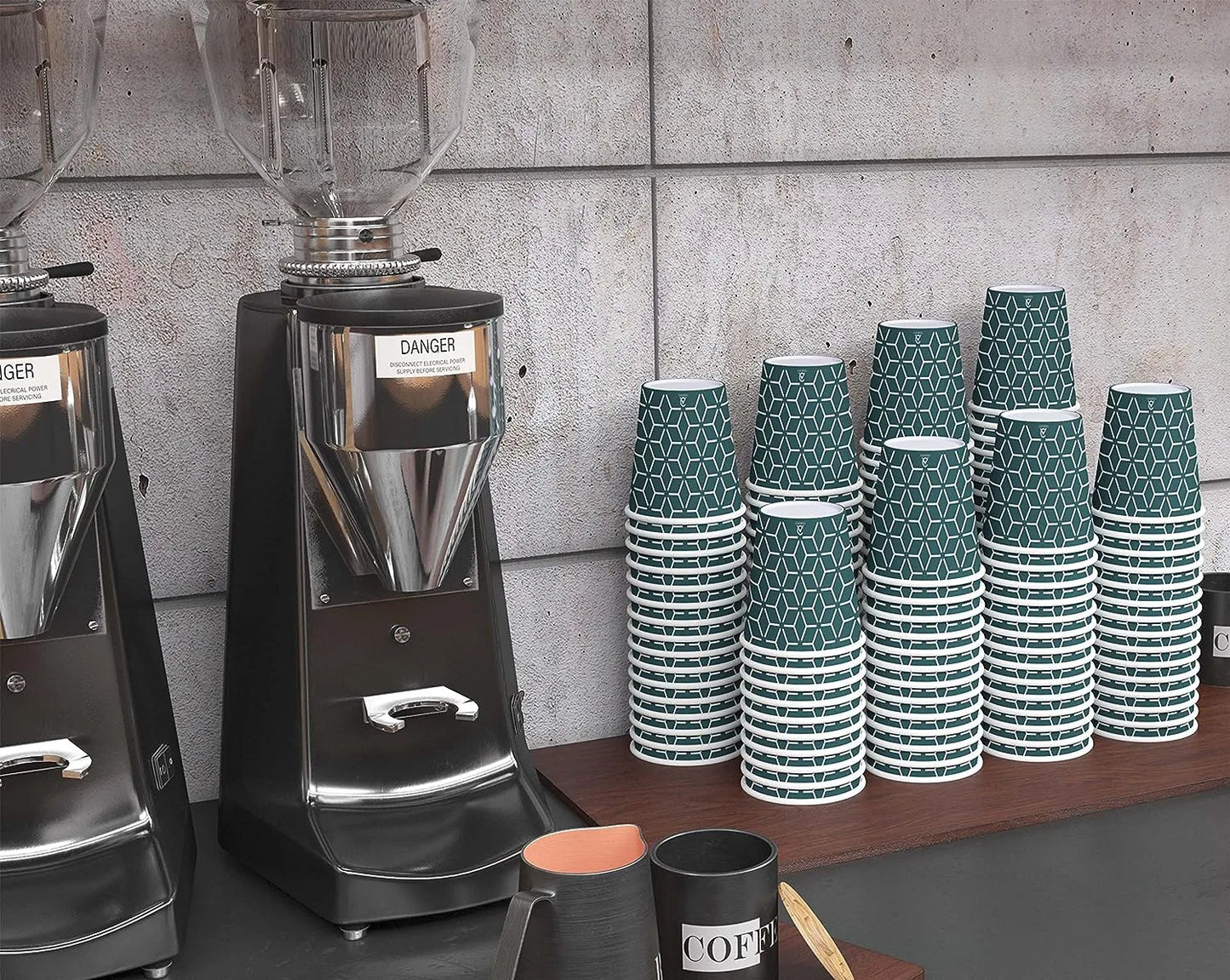 Vasos de papel Caramont de 7 oz con agitadores de madera, ecológicos y desechables, resistentes al calor, para bebidas frías y calientes en cartón de calidad, ideales para café, té, cumpleaños, etc. - 1000 