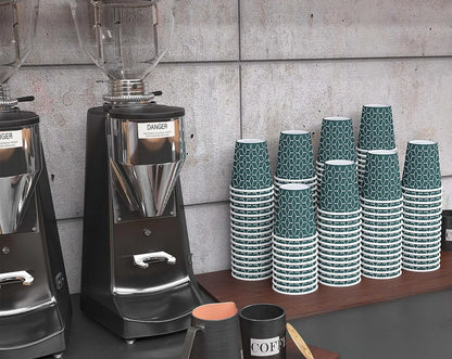 Vasos de papel Caramont de 7 oz con agitadores de madera, ecológicos y desechables, resistentes al calor, para bebidas frías y calientes en cartón de calidad, ideales para café, té, cumpleaños, etc. - 1000 