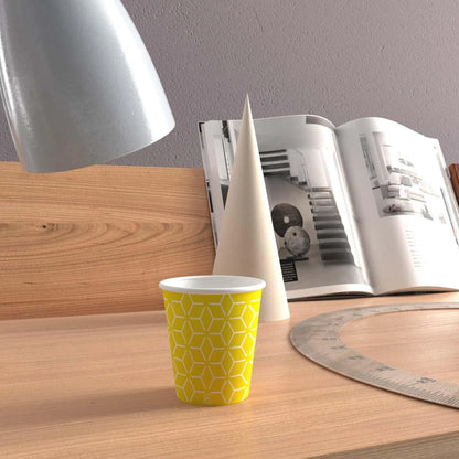 Vasos de papel Caramont de 7 oz con agitadores de madera, ecológicos y desechables, resistentes al calor, para bebidas frías y calientes en cartón de calidad, ideales para café, té, cumpleaños, etc. -400 